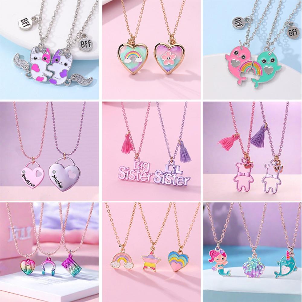 Children's Oil Rainbow Love Necklace BFF Good Friend Set Necklace Female Light Luxury Girlfriend Necklace