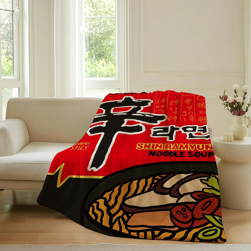 Модный плед с принтом S-Shin Ramyun Для дивана, офиса, кровати, самолета, путешествий, сна, чтения, отдыха, кемпинга. Мягкий и теплый