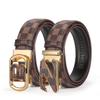 Men's Leather Belt Leather Automatic Buckle Chessboard Plaid Belt Business Fashion Letter Buckle Jeans Belt