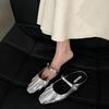 Flat-bottomed Evening Wind Bag Head Half Slippers Women's Shoes 2025 New Spring and Summer Lazy Silver Single Shoes