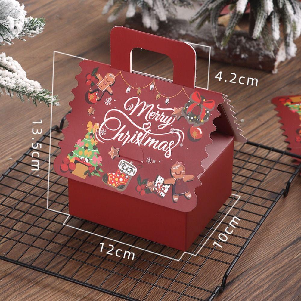 10pcs Christmas Cookie Snack Bag Kraft Paper Packing Box Creative Candy Gift Boxes for Xmas Party