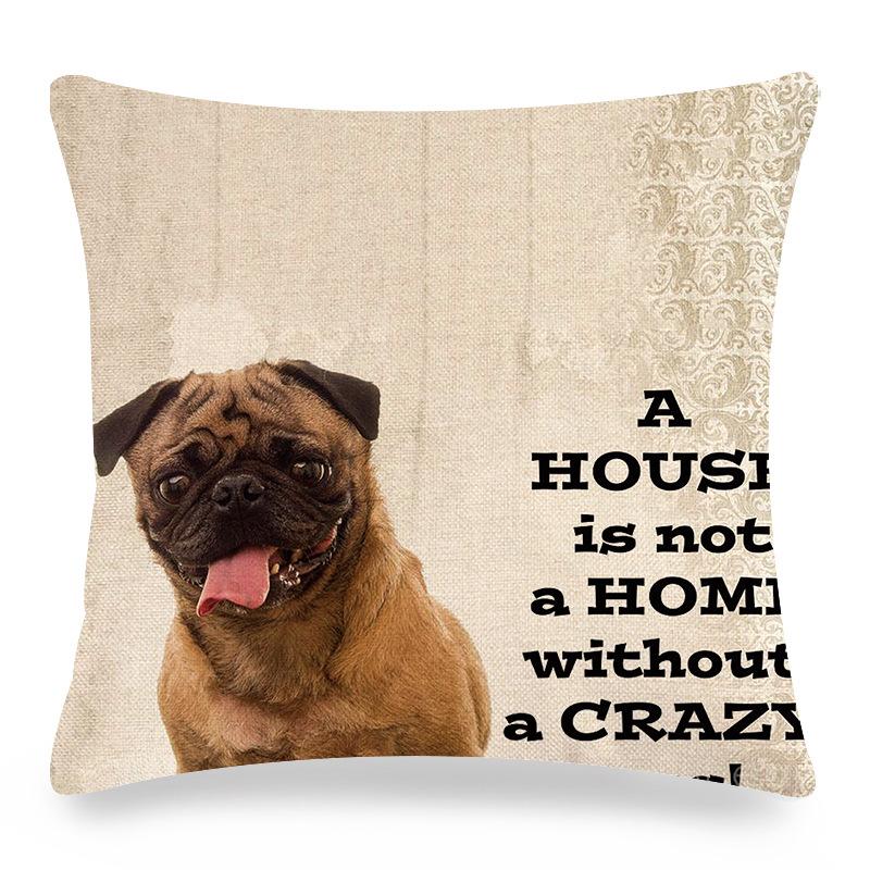 Cute Pet Pug Dog Digital Printing Short Plush Pillow Covers Decorative For Car Sofa Office Cushion Cover Home Goods 60X60Cm