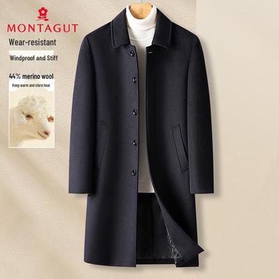 Мужское зимнее полупальто средней длины из смесовой шерсти MONTAGUT