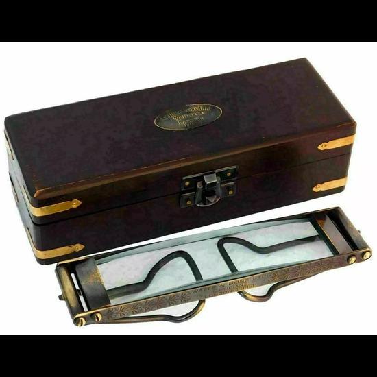 Antique Vintage Retro Magnifying Glass Magnifier with Wooden Box Deco Gift
