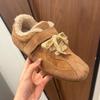 Модная зимняя новинка, плоские хлопковые туфли, женская мода, круглый носок, замшевая вставка, шнуровка спереди, мягкая подошва, нескользящие, низкие