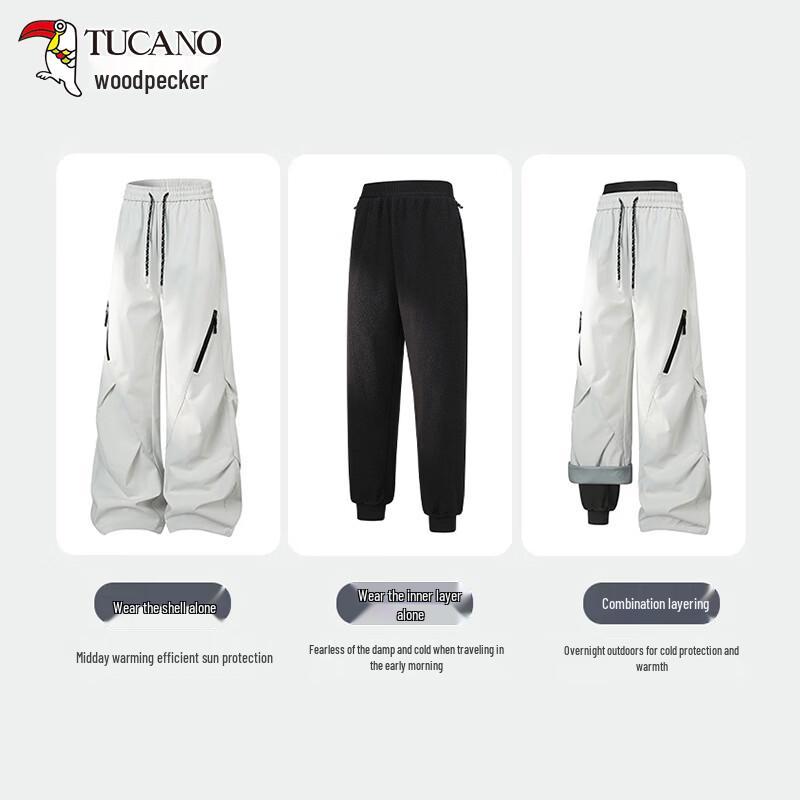 TUCANO Women's 3-in-1 Outdoor Windproof Fleece-Lined Wide-Leg Pants