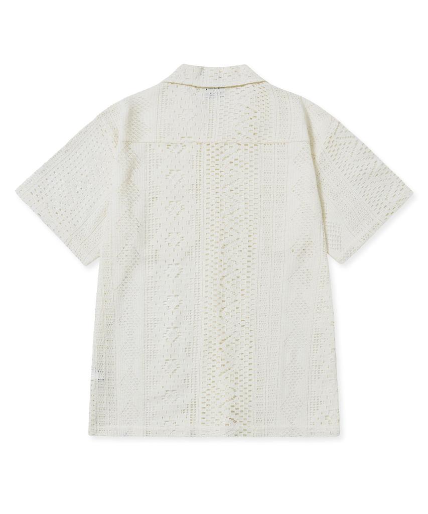 BROWNBREATH Crochet Open Collar Shirts - Ivory