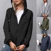 Women's Fashion-Simple Solid Color Outdoor Sports Pocket Windproof And Rainproof Hooded Windbreaker Pocket Jacket