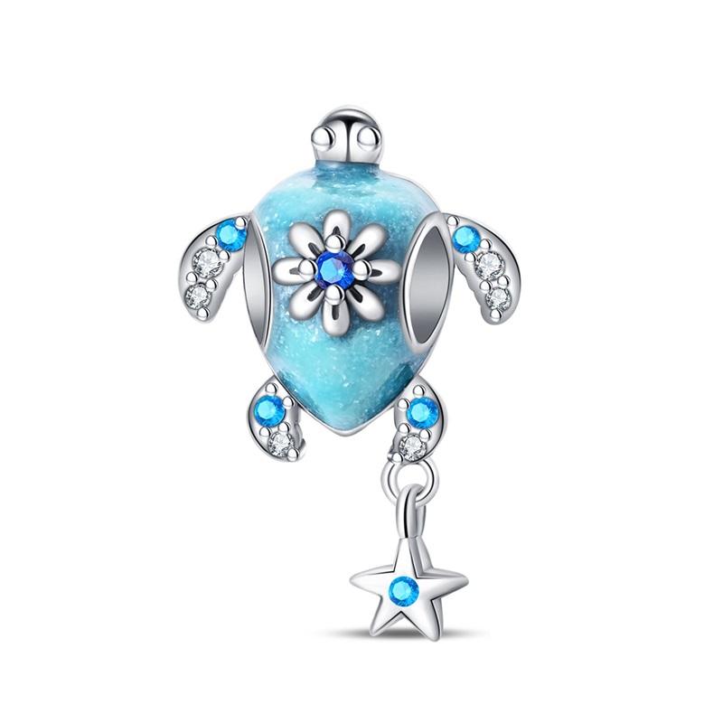 Blue Series Copper Turtle,Whale & Seahorse Dangle Charm Fits Bracelet Kids Ocean Jewelry Accessories