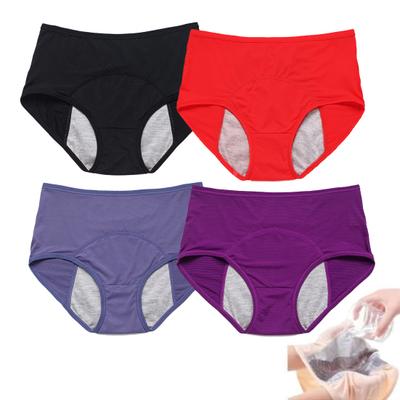 4 шт. женские хлопковые трусы для менструации с высокой талией, герметичные менструальные трусы, защитные трусы от недержания для женщин старше 60 лет