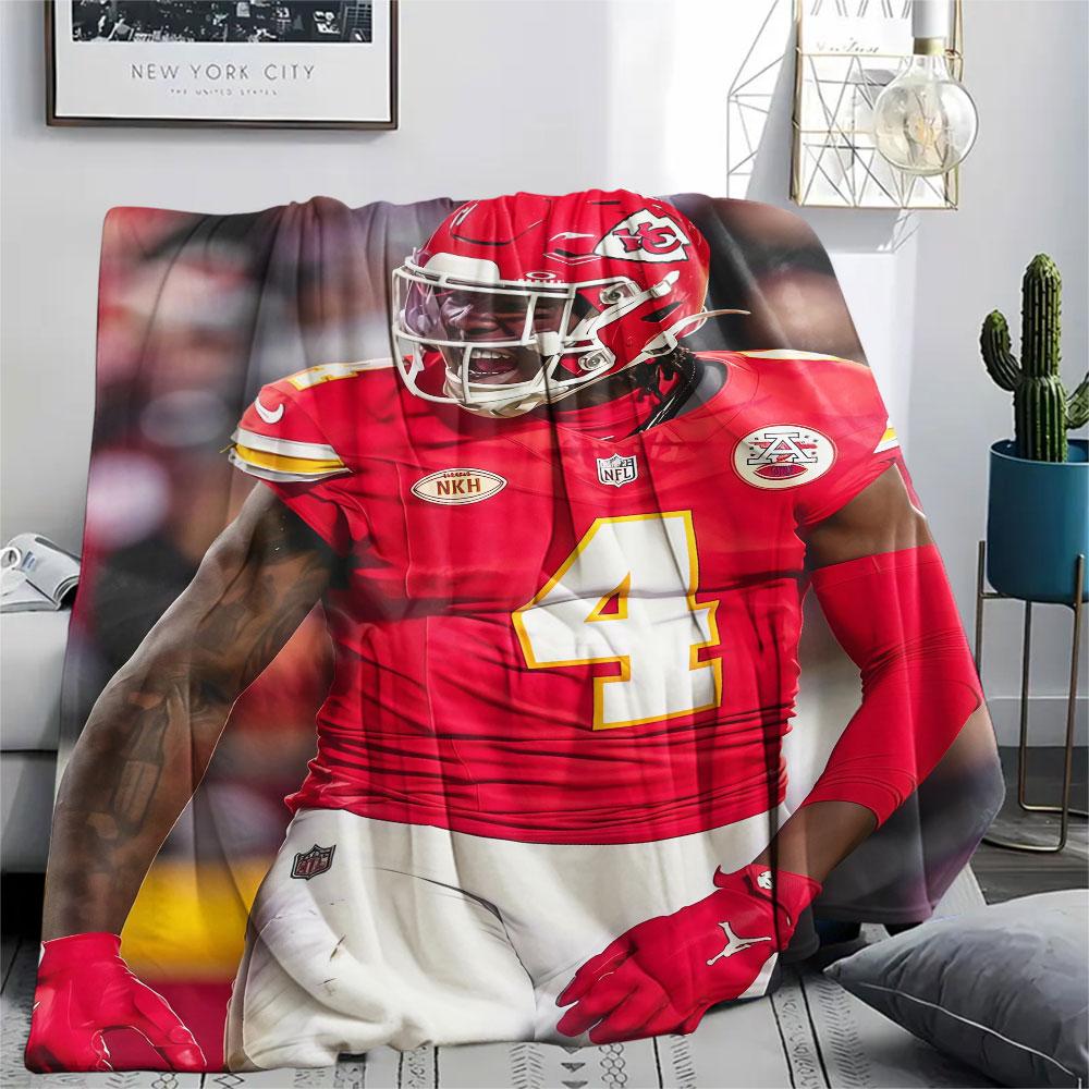 Rashee Rice Printed Flannel Blanket, soft throw for bedroom sofa, washable, fan merchandise, great gift.