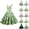 Women's Fashion St. Patrick's Day Print Sexy Off Shoulder Vintage Dress