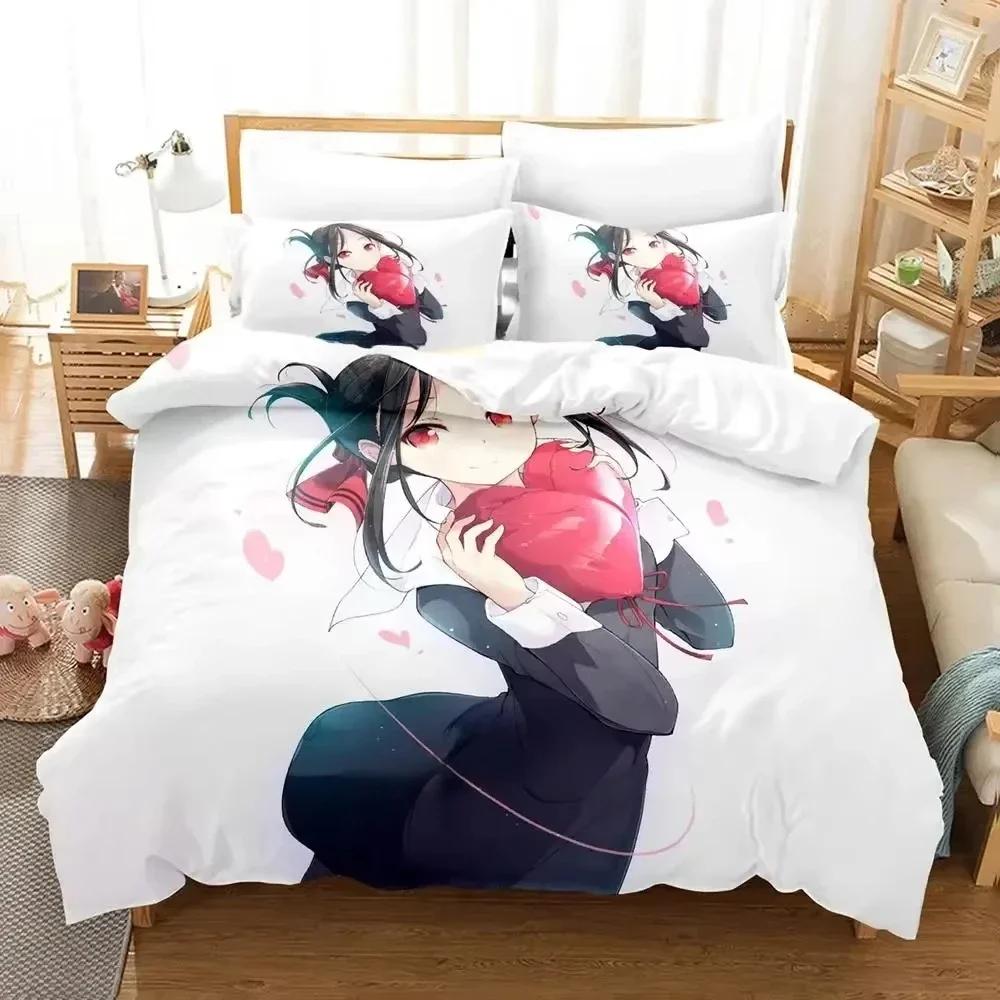 Новый набор постельного белья Kaguya-sama Love is War Мультяшный Аниме трехсекционный набор Взрослый Детская Спальня Комплекты пододеяльников 3D Кавайи простыни