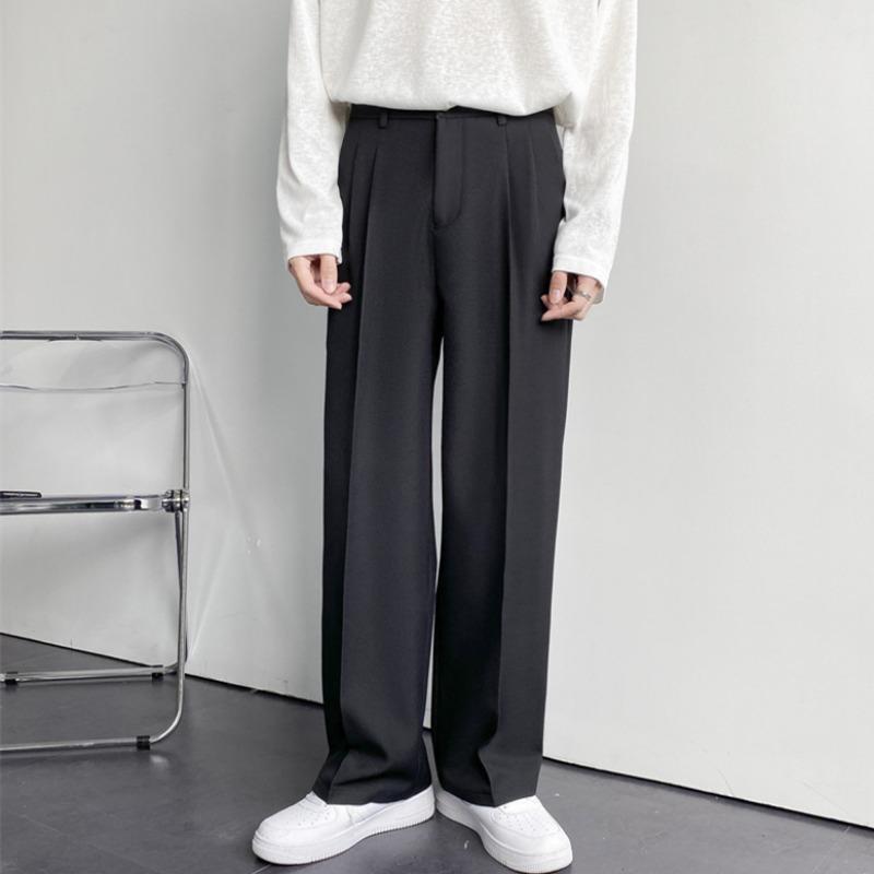2024 New Men White Straight Pants Fashion Korean Loose Suit Trousers Casual Draped Baggy White Wide Pant Male Streetwear