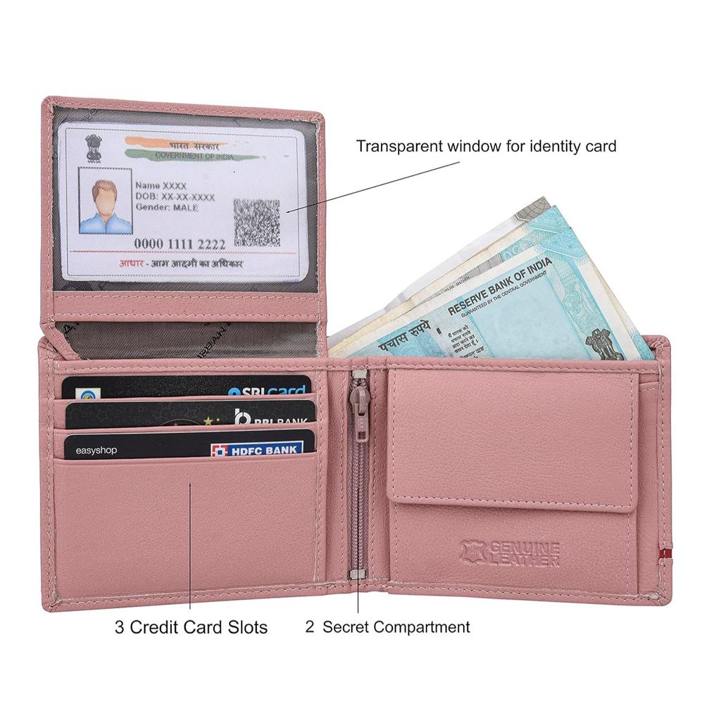 Кошелек из розовой/красной кожи с блокировкой RFID для взрослых унисекс