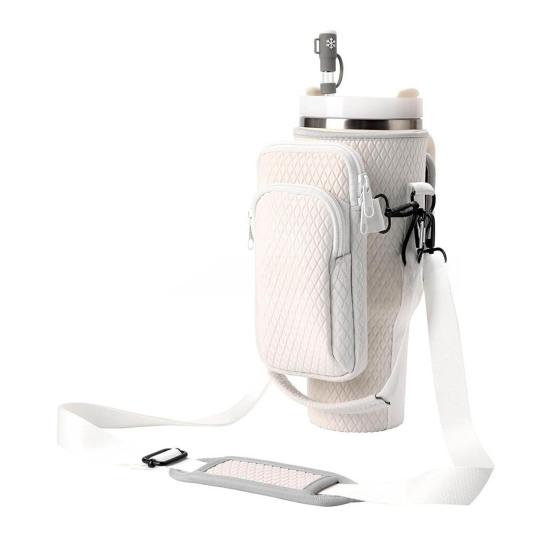 Держатель для бутылки с водой на 40 унций со съемным карманом-мешочком Регулируемый ремень для аксессуаров для чашек Сумка для переноски бутылки с водой с застежкой-молнией для ключей телефона