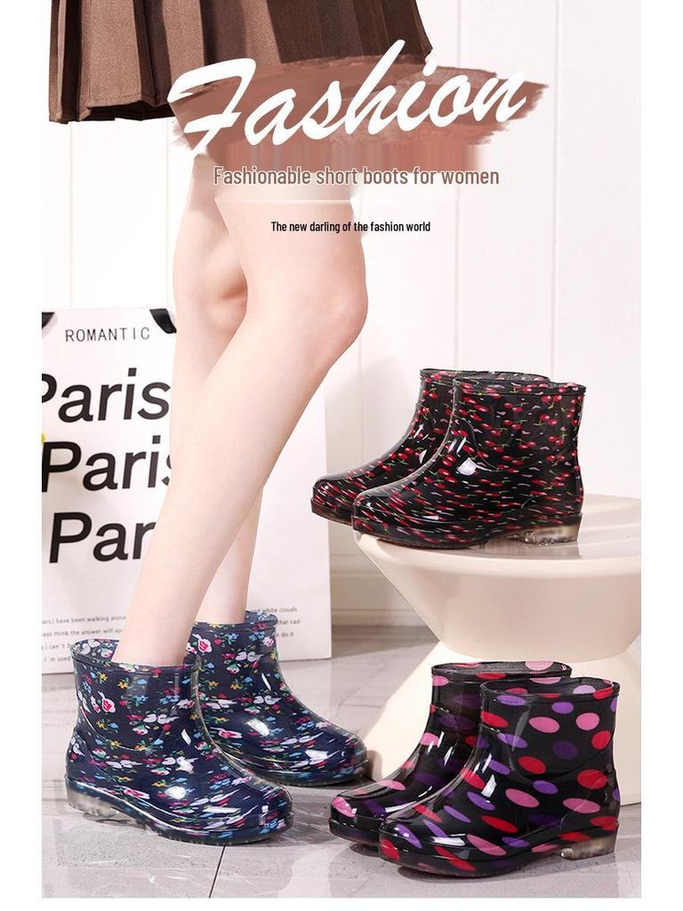 Женские хрустальные износостойкие камуфляжные резиновые сапоги - Модная, нескользящая, всесезонная уличная обувь.