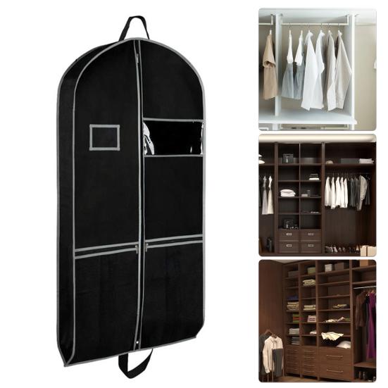 Пылезащитный чехол для одежды из нетканого материала. Дорожная сверхпрочная сумка для одежды с карманами. Прозрачное окно. Водонепроницаемая этикетка. Складная пыленепроницаемая сумка для костюма.