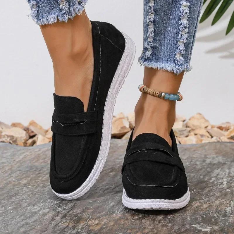 2024 Высококачественная женская обувь Лоферы Женские туфли на плоской подошве Повседневные туфли на плоской подошве Женские туфли с круглым носком Слипоны Легкие женские туфли больших размеров