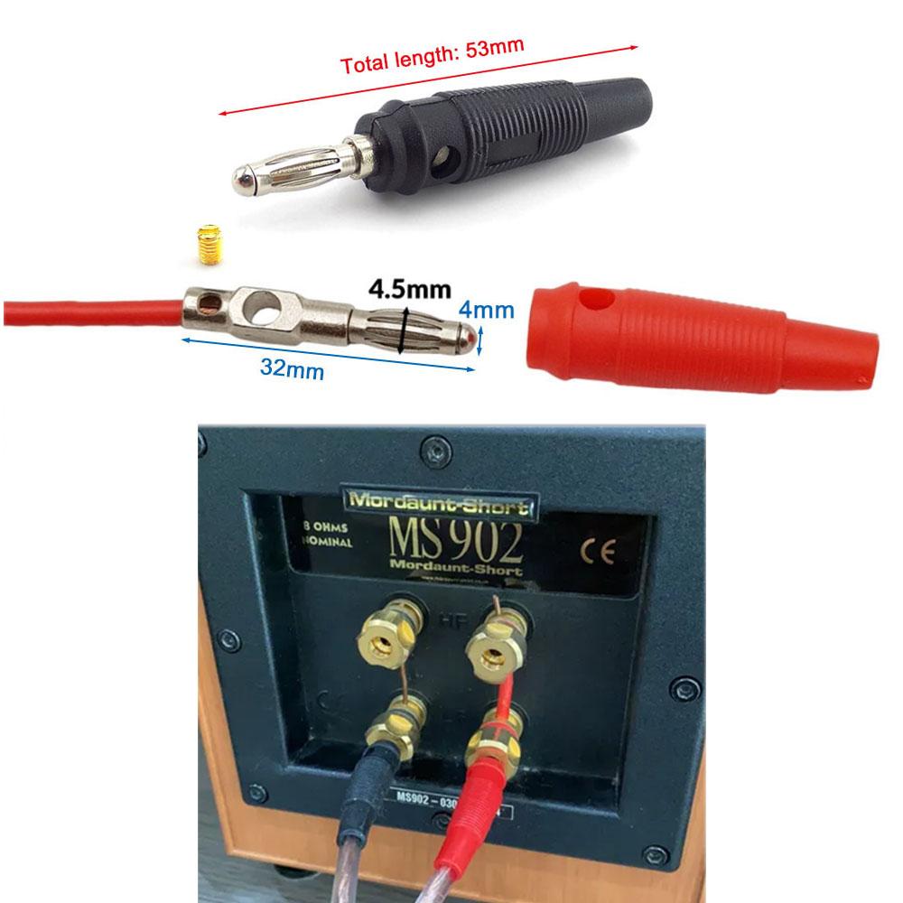 10 шт. 4 мм штекер банана аудио динамик винт золото посеребренные пластины штекеры беспаечный разъем 5 шт. красный 5 шт. черный