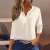 Women's T Shirt Tee Print Button 3/4 Sleeve Tunic Daily Weekend Fashion Basic V- Neck Regular Top