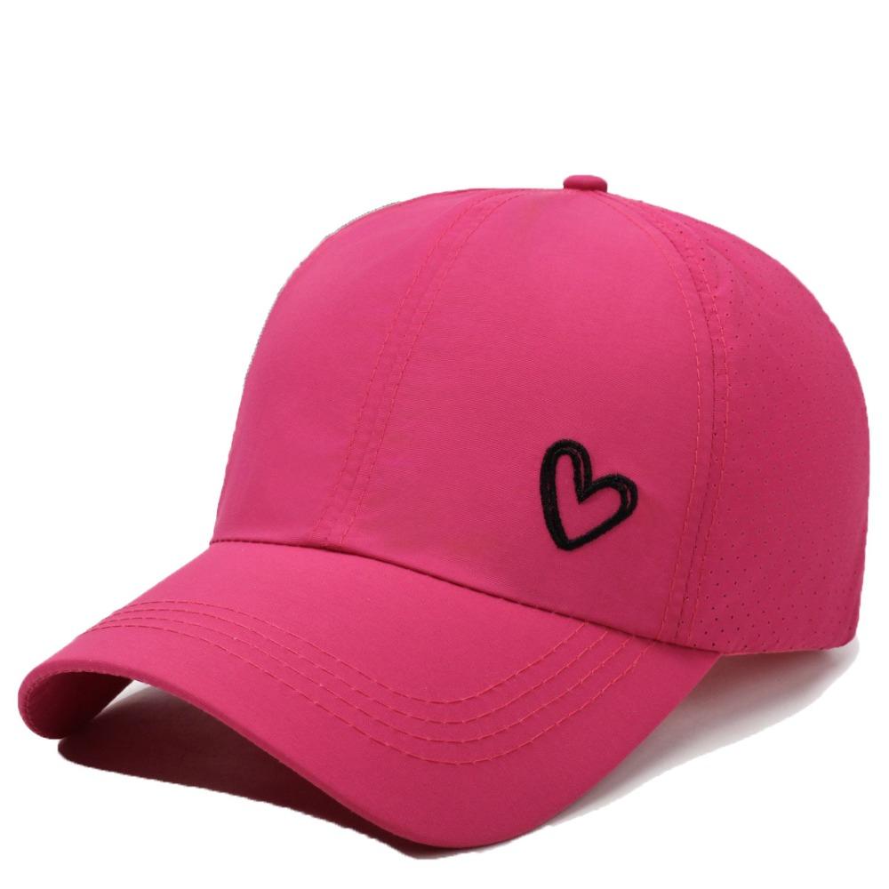 Love Heart Ponytail Baseball Cap Adjustable Solid Color Sunshade Sun Hat Lightweight Sun Protection Snapback Hat Ladies