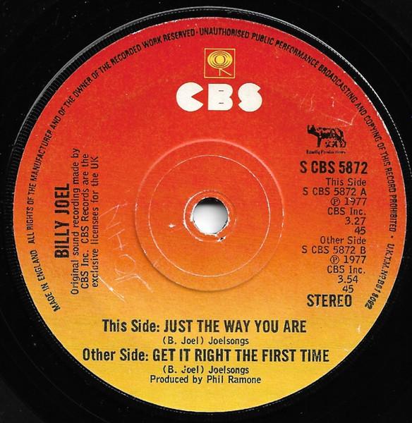 7-дюймовая пластинка БИЛЛИ ДЖОЭЛ - Just The Way You Are SCBS5872 CBS, Family Pro 1977 Великобритания Рок Б/У