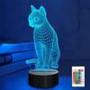 Lampeez 3D Лампа-кошка Ночник Котёнок 3D-иллюзия для детей, 16 меняющихся цветов с пультом ДУ, Декор для детской спальни, Подарки на Рождество, День рождения