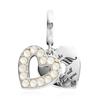 Pandora Pearl White Heart Double Pendant Dangle Silver Charm 792649c01
