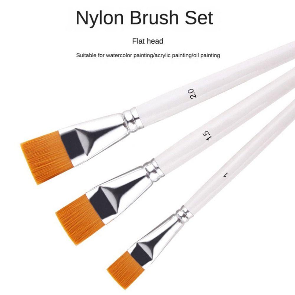 3PCS/Set Big Flat Head Painting Watercolor Brush Nylon Hair Acrylic Painting Brushes  Students