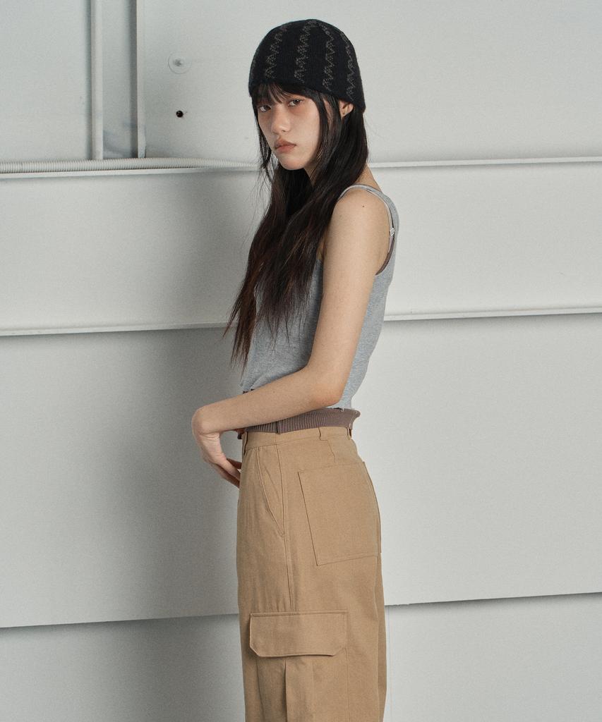 SWAYGLOW Solid Cargo Pants Beige