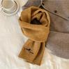Korean cotton knitted wool scarf women's autumn and winter atmosphere white thickened warm solid color scarf