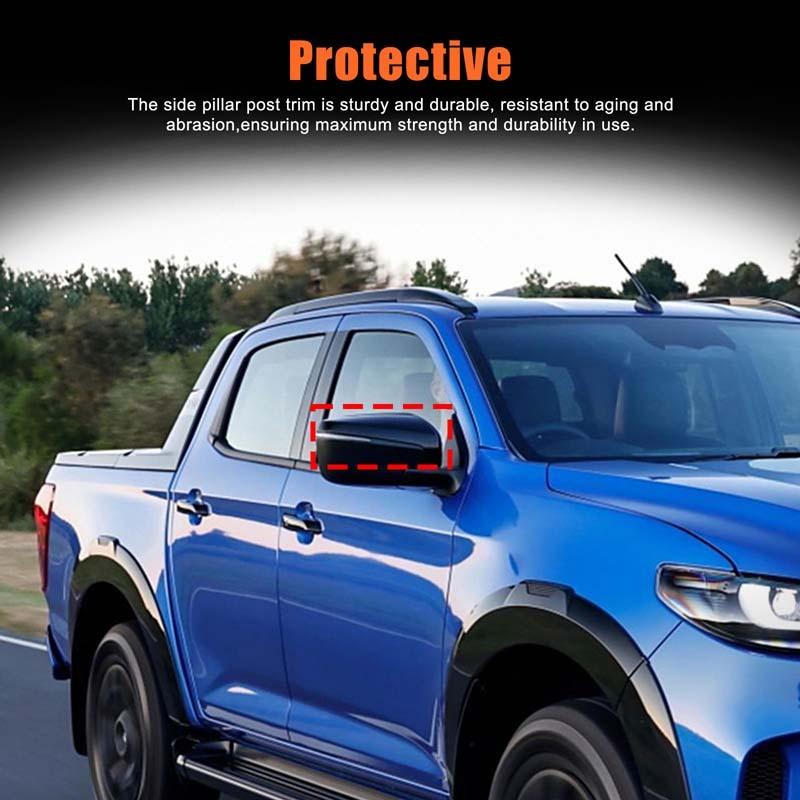 2x ABS Plastic Carbon Fiber Side Door Rearview Mirror Decorative Cover Suitable for Mazda BT50 lsuzu D-MAX -2025