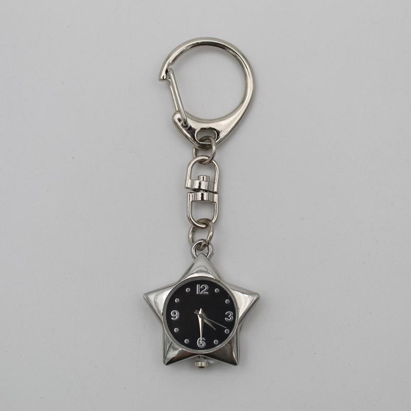 Star Pocket Watch Clock Keychain Zinc Alloy Trinkets Bag Charms Original Design Creative Pendant