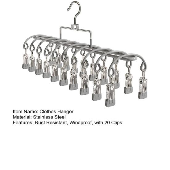 Ветрозащитная вешалка для одежды 20 прищепок вешалка для носков из нержавеющей стали сушилка для носков нижнего белья детской одежды подгузников полотенец