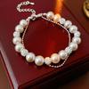 Charm Beaded Hand Bangle Elegant Double Layer Bracelet Sweet Pearl Crystal Bracelet  Gift