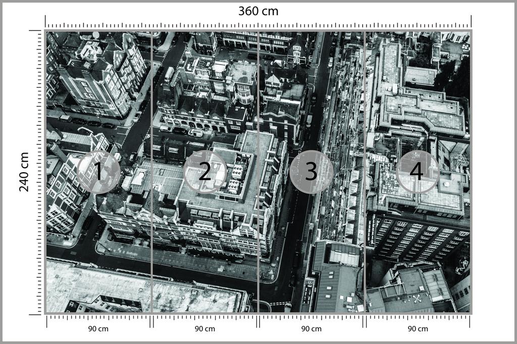 Photomural London Black And White Structural Vinyl 360x240