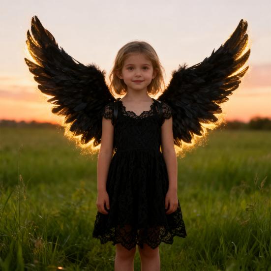 Angel Wings for Kids Girls Feather Angel Wings Costume with Headband Wand Halloween Cosplay Party Dress Up Props