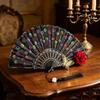 Sequin Decorated Spanish Handheld Fan Embroidered Flamenco Dance Fan New Gothic Dance Fan
