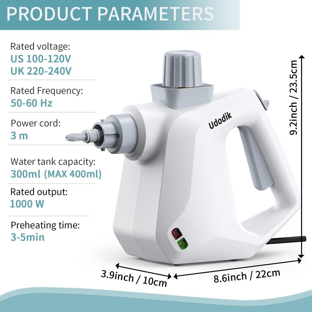 Udodik Steam Steam Cleaner with 10 Piece Accessory Pressurized Steam Cleaning Machine Multipurpose and All Natural and Steam Cleaning for Carpet