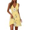 Ladies Casual Fashion V-Neck Sleeveless  Print Dress