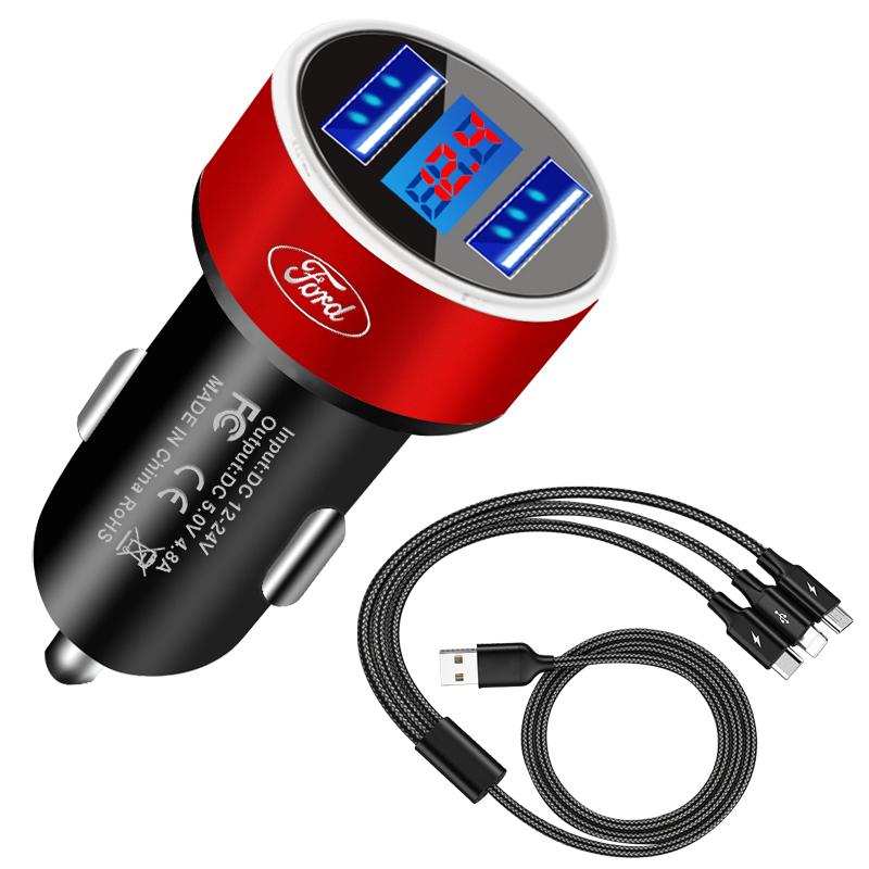 Автомобильное зарядное устройство USB-порты Быстрая зарядка Цифровой дисплей Автомобильные зарядные устройства Для Ford Focus Mondeo Kuga Fiesta MK7 Escort Explorer Edge 2 4 MK2 MK4
