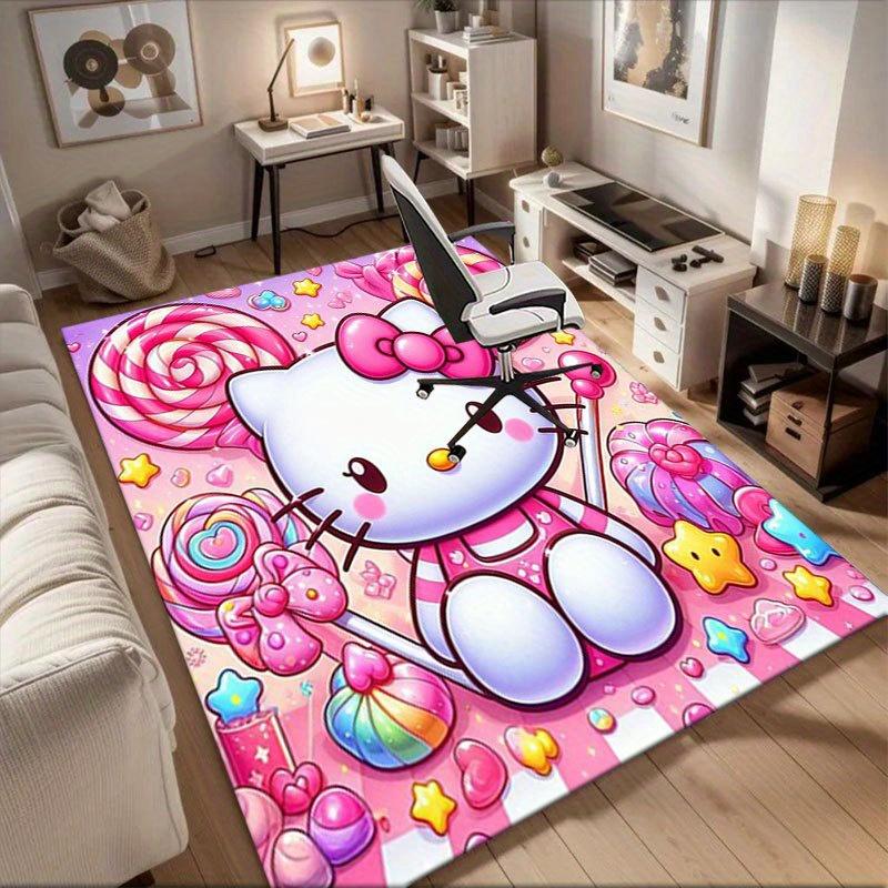 1 шт. Sanrio Hello Kitty Ковер для офиса с принтом русалки Прямоугольный коврик под стол, Идеальный декор для гостиной, спальни, кухни, Нескользящий пол