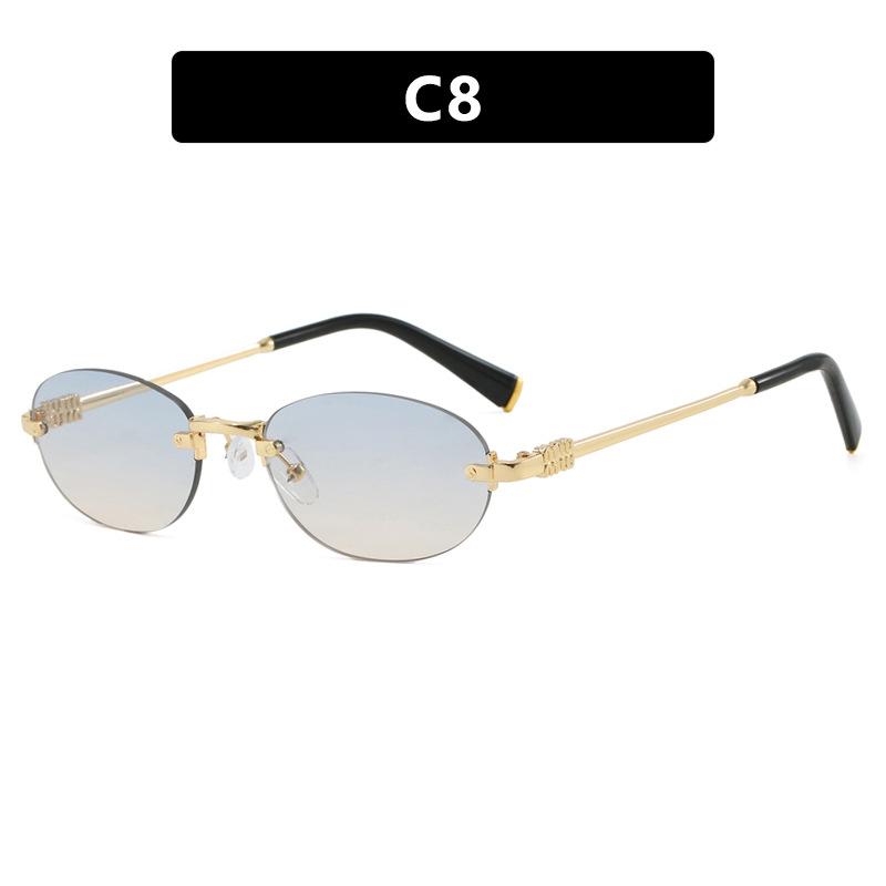 Retro Frameless Oval Sunglasses Fashion Men Fishing Driving Glasses Uv400 Shades Eyewear Essential Goggles For Outdoor Travel