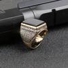 Luxury Middle East Large Square Rhinestone Men Finger Ring Jewelry Decor Gift