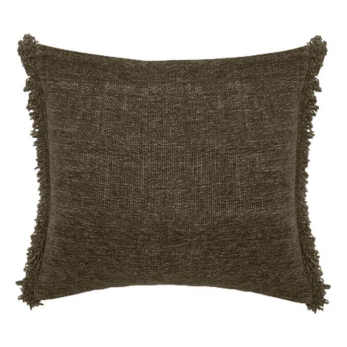 Housse de coussin + franges "Anta" + coussin de Garnissage "Anouk" Vent du sud - Anta Olive - - Anta Olive - Housse de coussin 45 x