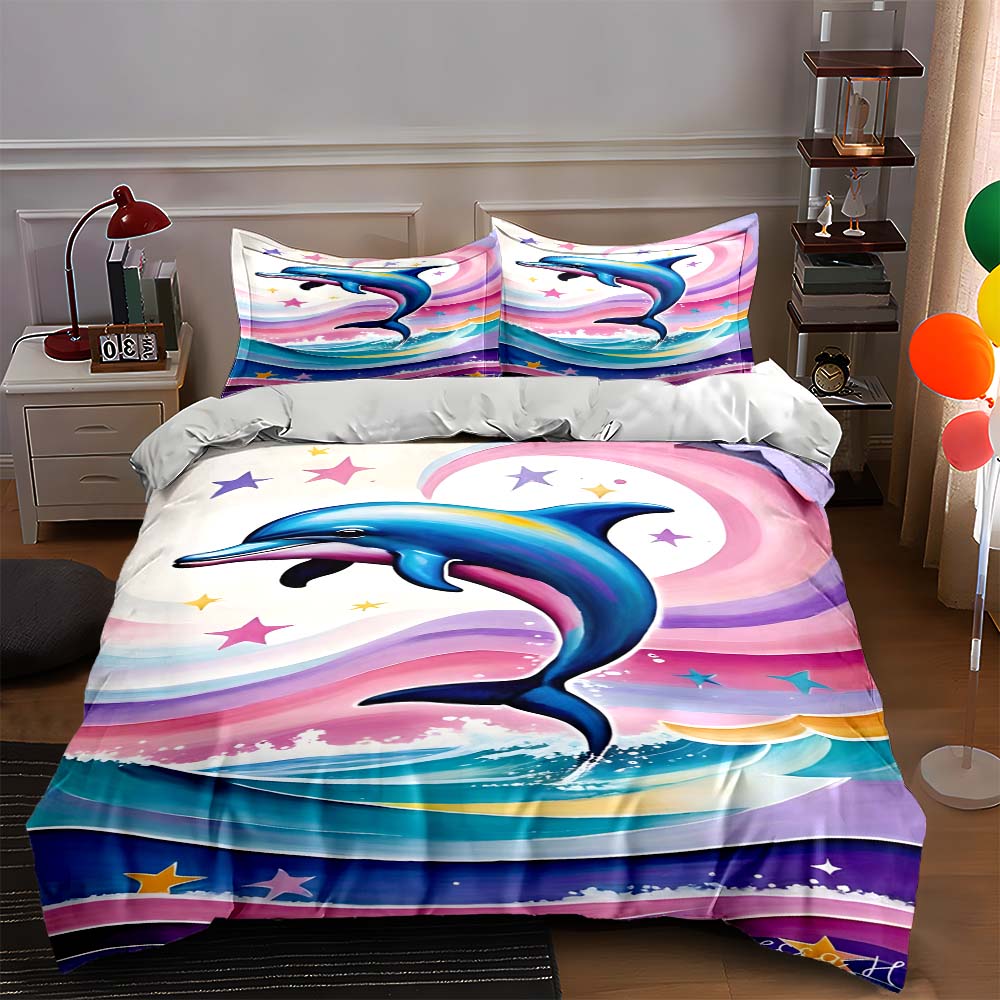 Dolphin ocean swirl Bedding Duvet cover sets Duvet covers Pillowcases gifts (1 * Duvet Cover 2 * Pillowcases, without duvet insert)