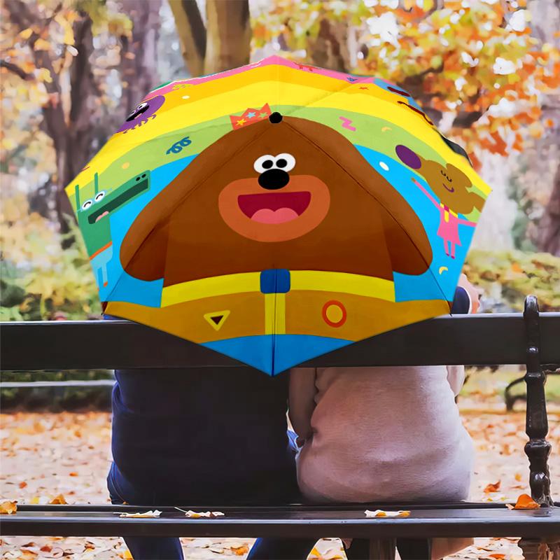 1 PC Automatic Folding Umbrella - Hey Duggee Pattern Portable Foldable Design With 8 Ribs Christmas Birthday Gifts