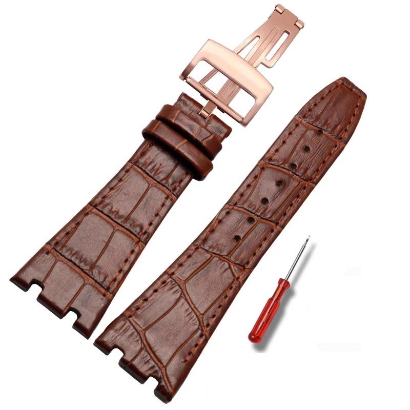 Top Layer Genuine Leather Watch Strap for AP Audemars15400 Royal Oak Offshore Series Male 26mm Blue Black Brown Watchbands