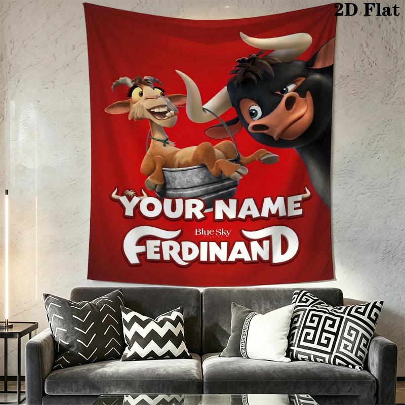 Custom Name Ferdinand Wall Tapestry Aesthetic Wall Hanging Printed Fabric Blanket Decorative Tapestries for Bedroom Living Room Home Decor